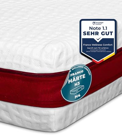 FRANCO Wellness Comfort Kaltschaummatratze 120x200cm, wendbar H3/H4, 7 Zonen, 19 cm Höhe, antibakterieller Bezug, Öko-Tex Zertifiziert