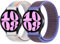 2 Pcs Braided Elastic Strap for Samsung Galaxy Watch 6/5/4 40mm 44mm/6 Classic 43mm 47mm/Watch 5 Pro 45mm/Watch 4 Classic 42mm 46mm，20mm Nylon Stretchy Replacement Breathable Band，Dark Pink/Lilac