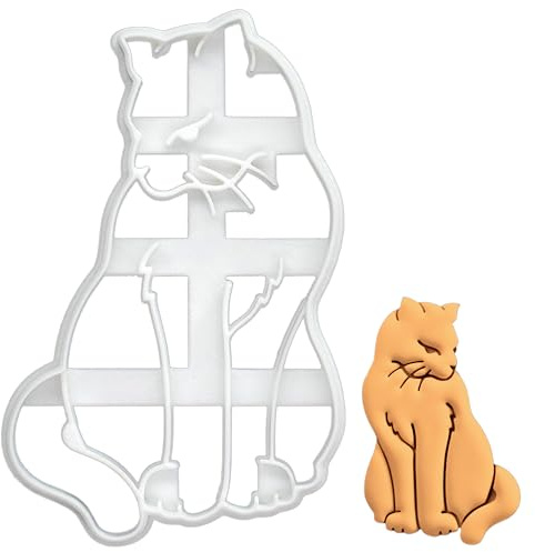 BAKERLOGY Curious Cat Cookie Cutter - Detailed Biscuit Cutter Design for Baking and Crafts, Ideal on Fondant, Dough, Clay