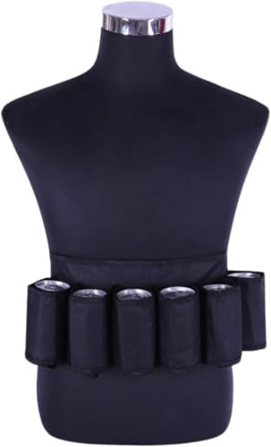Beer Belt - 6 Pack Portable Beer Can & Bottle Waist Holster for Outdoor Activities, Camping, Hiking, and Parties - Black