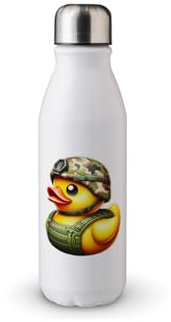 MAXIKIWI - Single Wall Water Drinking Bottle with Screw Cap, Non Insulated Lightweight Aluminium, BPA Free, Leak-Proof - Rubber Duck - 500ml