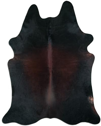 Livorio Tapis en peau de vache - 213 x 170 cm - Noir/marron - Produit naturel unique en provenance d'Amérique du Sud - Peau de vache véritable - Tornasol - K350