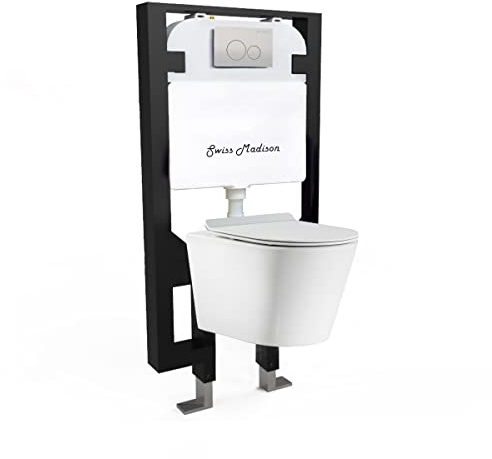 Swiss Madison Well Made Forever SM-WK465-01C - Calice Wall-Hung Round Toilet Bundle, Glossy White
