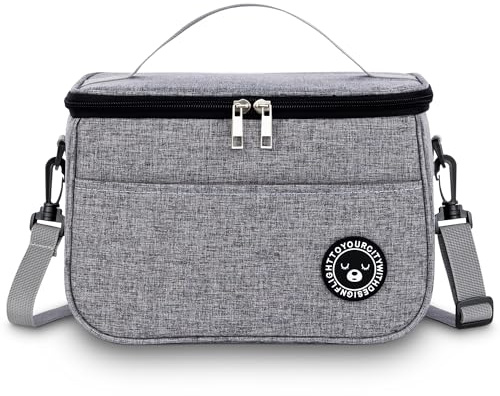 BEHONA 9L Insulated Lunch Bag for Adults, Foldable Cooler Bag with Oxford Fabric & Aluminum Foil Lining, Office Gym Commute Lunch Tote (Grey)