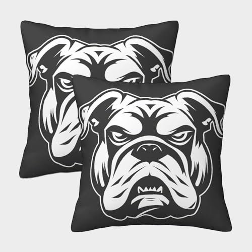 HOTGE Bulldogge Weicher Kissenbezug Mit Reißverschluss, 2er Pack, Perfekt Für Office Cushion Und Seasonal Decor, Waschbar 45x45cm