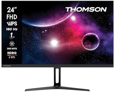 THOMSON 24 Pouces Moniteur Gaming Full HD, Panneau IPS 180 Hz, Temps de réponse 1 ms, Double HDMI, Adaptive Sync, Noir, M24FG2Y14
