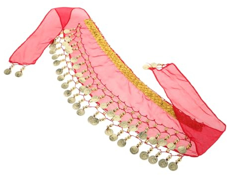 BESTYASH Taillenkette Für Mädchen – Pailletten-accessoire Roter Gürtel Mit Hüfttuch Für Tanzauftritte Von Kindern 1pcs