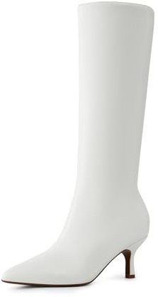 DREAM PAIRS Women's Knee High Kitten Heel Boots Sexy Pointed Toe Fashion Long Tall Boots,Size 9,White,DWUMKB2507