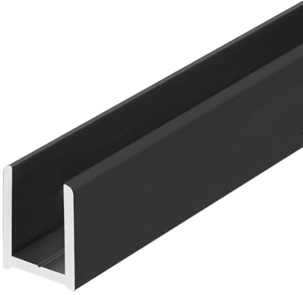 Gordon Glass® Matte Black Frameless Shower Door Aluminum Deep U-Channel for 3/8 Thick Glass - 95 in Long
