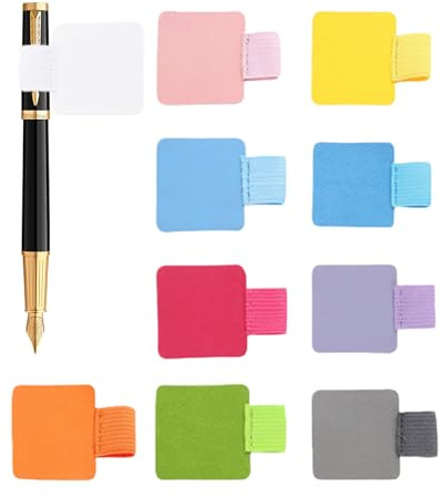 10 Stück Leuchtturm Stiftschlaufe Selbstklebend, Stifthalter Notizbuch mit elastischer Halte für Pen Holder, Selbstklebend Stiftschlaufe Notizbücher aus Leder Optik, Stifthalter für Buch, Tagebuch