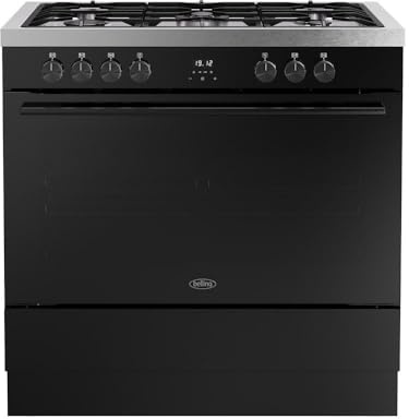 Belling BEL RCA VISION SGL 90DF 90cm wide Dual Fuel Range Cooker with Gas Hob - Black - A Rated