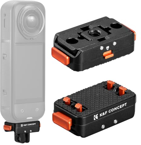 K&F CONCEPT Soporte magnético de liberación rápida Compatible con Insta360 X5, con Rosca de 1/4 Pulgada/conexión Mediante Adaptador/Cierre de Seguridad, Base de Aluminio para Ace Pro 2/X4 Air