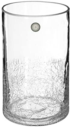 Atmosphera - Vase Cylindre - Verre craquelé - H20 cm - Transparent