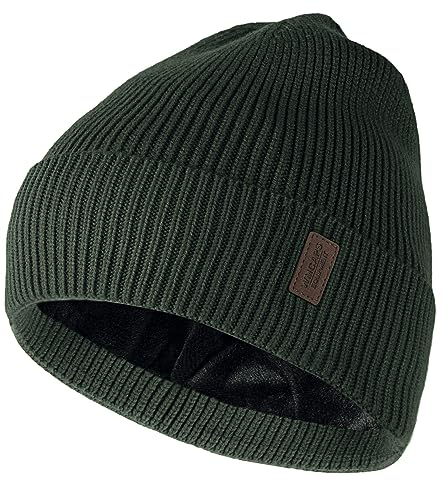 Wmcaps Beanie Mütze, Herren Winter Warme Unisex Wintermütze Strickmütze Dehnbare Weiche Wollmütze mit Bündchen und Dickem Warmem Futter Geschenk für Freundin männer Frauen (Armeegrün)