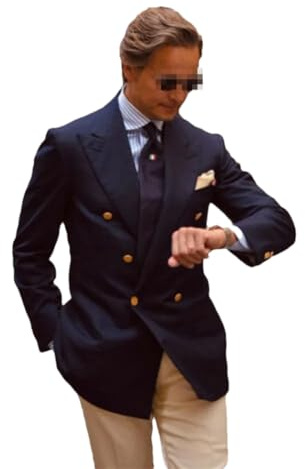 Dvbfufv Blazer Doppiopetto da Uomo Cappotto da Matrimonio Sposo con Risvolto Cappotto Completo Blazer Casual Abito Testimoni, blu navy, L