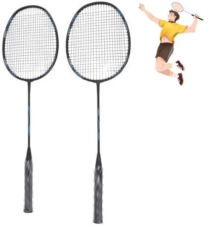 Asixxsix Badmintonschläger-Set, Einteiliges Badmintonschläger-Set aus Carbon-Aluminium mit 3 Badmintonbällen und Aufbewahrungstasche, Badminton-Ausrüstung für