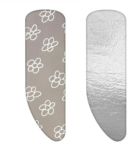 Set | Bügeltischbezug Asymmetrisch mit Unterlage (Farbe: Blumen Grau) (A-XL, Dampf Molton)