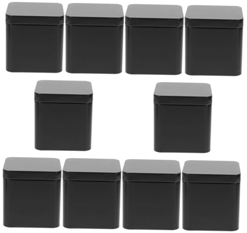 HOLIDYOYO Lot De 10 Petites Boîtes Carrées En Fer Blanc Couvercle, Boîtes Métalliques Portables, Légères Et Hermétiques, Adaptées Au Rangement De Bijoux, Bonbons Et Thé