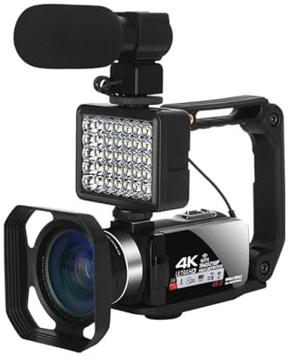 YVAAASIYC Caméras numériques 4K, caméscope Professionnel for vlog, caméra vidéo WiFi 48 MP, Zoom numérique 18x, Webcam numérique(Package 1)