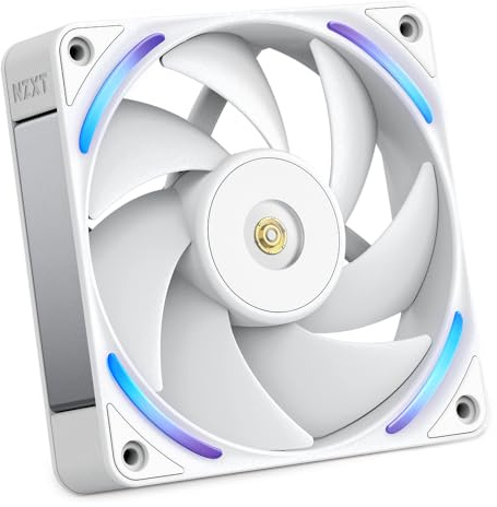 NZXT F120X Performance Fan - 120mm PWM RGB PC Case Fan - Max Airflow & Static Pressure - Low Noise - LCP Frame & Blades - Magnetic Fluid Dynamic Bearing - 30mm Thick - White