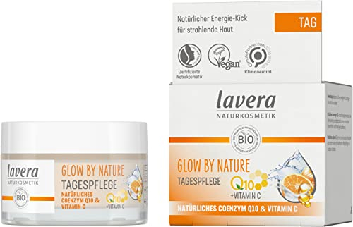 lavera GLOW BY NATURE Tagespflege - Naturkosmetik - vegan - Q10 & Vitamin C - feuchtigkeitsspendend - Tagescreme - vitalisierend - PETA-zertifiziert - 1 x 50 ml