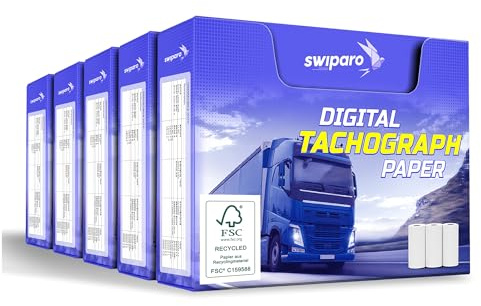 SWIPARO - Rouleaux de papier pour tachygraphes certifiés - Papier thermique pour tous les tachygraphes numériques de camion - 57/8 mm (15 pièces)