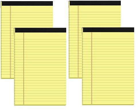 PINJINGPRO Kleine Notizblöcke, 12, 4 Stück, / 30 Blatt/60 Seiten Pro Block, Perforierte Seiten, Schmal Liniert, Schreibblock, College-Notizblöcke, Gelb, 7 X 20, 3 Cm, 80 G, Cm