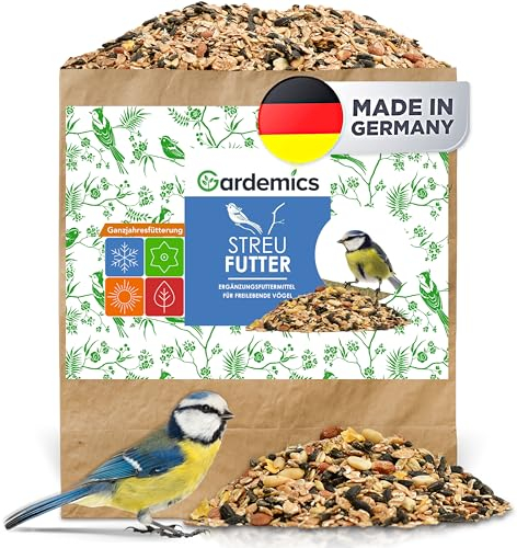 Gardemics Vogelfutter Wildvögel ganzjährig 25 Kg - Vogelfutter mit Erdnüssen & Sonnenblumenkerne - Wildvogelfutter Ganzjahresfutter für Artenvielfalt im Garten