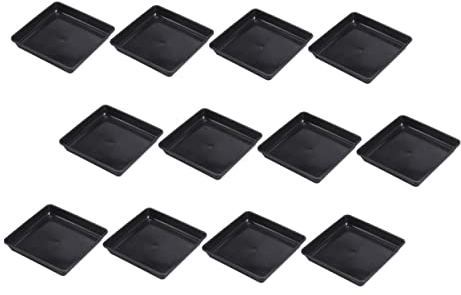 SEWOART 12pièces Soucoupes pour Pots De Fleurs Carrées Plateaux De Drainage Étanche pour Plantes Intérieur Et Extérieur des Couleur Noire