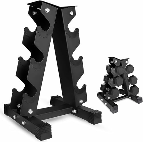FK Sports 3 Tier Dumbbell Rack 120kg Capacity Tree Hex Design Vertical Weight Storage Stand for Home Gym Fitness | Durable Steel Construction Black Ideal for Home Dumbbells Storage