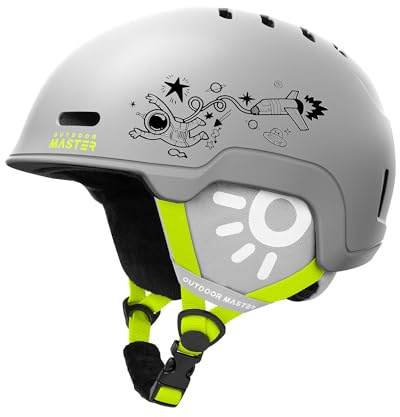 Outdoor Master Casco da Sci Bambino/Bambina Modello Reindeers Kids - Tecnologia In-Mold con 12 Prese d’Aria - Regolazione a Rotella e Fodera Rimovibile, Certificato ASTM