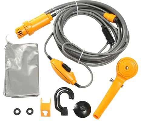 Douche de camping extérieure portable Pommeau de douche portable 12 V Pompe | Kit de sac à eau pour lavage de voiture randonnée à fleurs arrosage, accessoires de campin