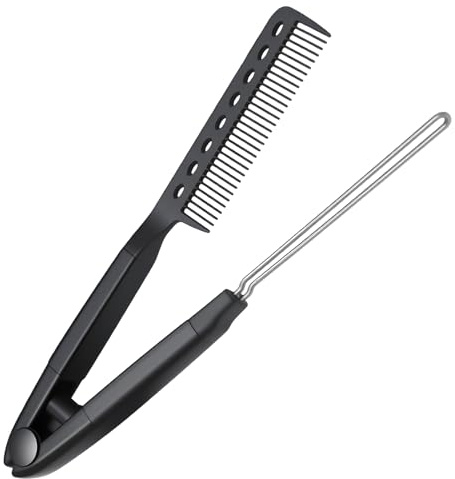 FIGCY Peine Forma V Alisado Cabello Peinado Salón | Plástico, Forma V, 23×9cm, Negro, sin olor, ligero, hogar y salón