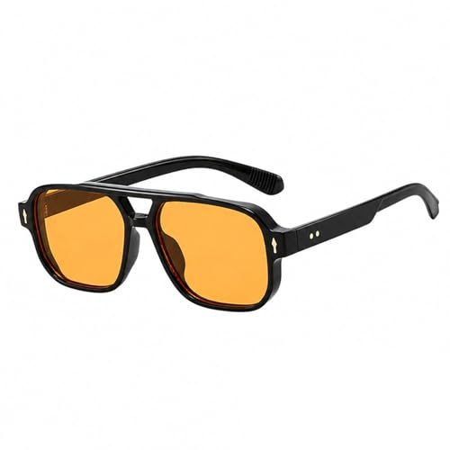 Retro Pilot Double Bridge Rectangle Sunglasses UV400 Polarized Driving | Unisex fit, lightweight durable frame, minimises glare for clear vision, comfortable for extended outdoor and daily wear.