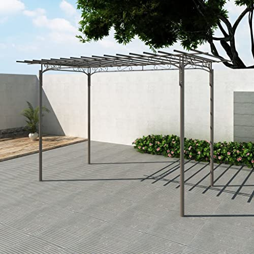 Lumanois Arche de Jardin Rosiers Acier Anthracite 190 x 320 cm, H 215 cm, Pavillon Pergola Décorative pour Plantes Grimpantes, Tonnelle Voûte Résistante aux Intempéries, Coin Détente Extérieur