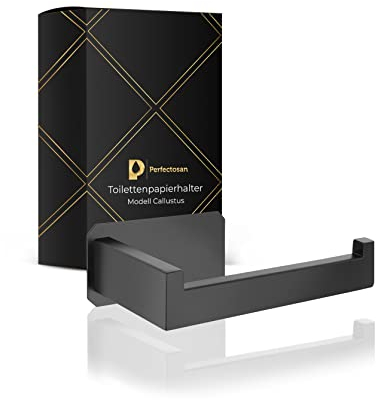 Perfectosan® | Toilettenpapierhalter ohne Bohren| Superior-Collection | Modell Callustus | Klopapierhalter zum Kleben | (Schwarz)