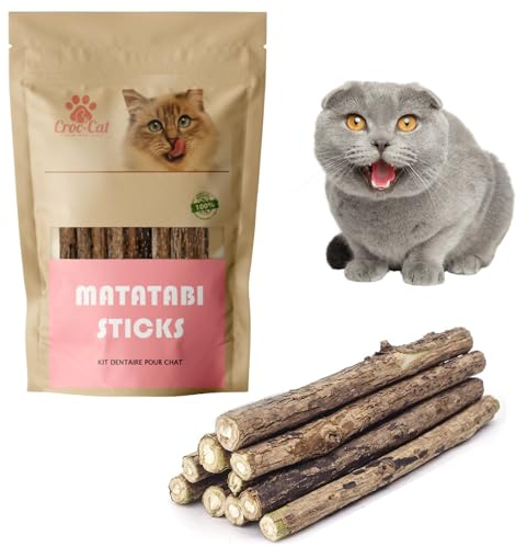 Croc-Cat® Baton Matatabi 10 pièces, Qualité Premium Super Puissant, Dentifrice Chat, Antistress Chat, friandises pour Chats, Bâtonnets Herbe à Chat,Chaton Accessoires Catnip