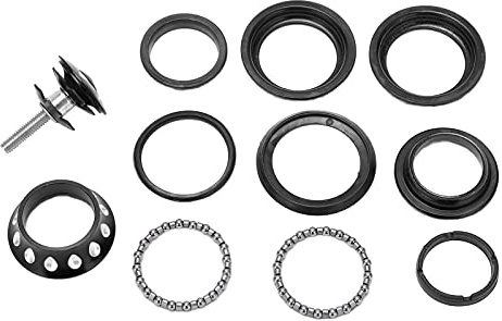 Cuffie con Cuscinetti in Metallo Colorato a Forma di Goccia con Tubo di Sterzo Conico Set di 44mm di Diametro per Mountain Bike Biciclette s Mosca Morta(Nero)