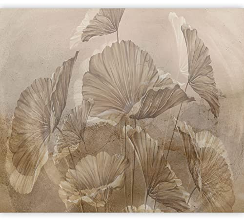 murando - Vlies Fototapete beige Blätter 350x256cm Foto Tapete Schlafzimmer Wohnzimmer Vliestapete XXL Motivtapeten Bildtapete 3d Effekt Wand Dekoration - Pflanze Natur wie gemalt b-B-10043-a-a