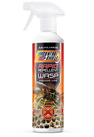Control & Shield FAM0718 Wasp Repellent Deterrent Spray Natural Eco Pest Control for Indoors and Outdoors - Contains Citronella & Geraniol 500ml, Clear