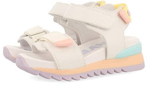 GIOSEPPO Sandalias de Corte Tiras Ajustable Blancas con Acentos de Color para niñas thiotte