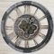DORBOKER 60CM Große Vintage Wanduhr mit Beweglichen Zahnrädern, Retro Holz Gehärtete HD-Glasabdeckung, XXL Antike Steampunk Industriell Wanduhr für Büro Wohnzimmer Bar (Kohlenstoff Grau，24 Zoll)