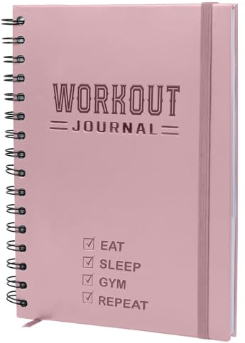 Hardcover Workout Planner Fitness Journal for Women & Men - A5(5.7 x 8.3) Sturdy Workout Log Book to Track Gym & Home Workouts - Pink
