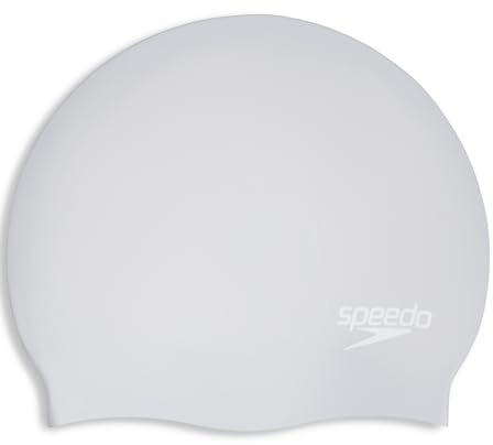 Speedo Unisex Erwachsene Badekappe für lange Haare | Badekappe | Ziepfrei | Einfaches Aufsetzen Trainingshilfen, Silber, Einheitsgröße
