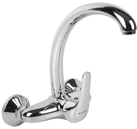 Cofan Grifo de Caño Alto para Cocina y Lavadero Monomando | Instalación en Pared | Cartucho Cerámico de 40 mm | Medidas: 24 cm de alto x 17,6 cm de ancho