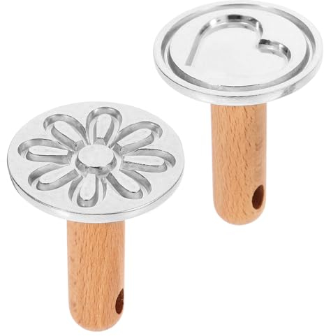 Cabilock 2stücke Teiliges Keksstempel Holzgriff Herz Und Blumenmuster Backform Für Dekorative Kekse Einfach Zu Reinigen Entformen Für -bakereien Mit Freunden Und Familie