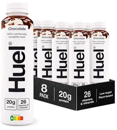 Huel Ready-to-Drink Meal, Chocolate Protein Drink, 8 x 500ml Bottles, Protein Shakes, Pre-Portioned Meal, 20g of Protein per Bottle, Rich in Essential Vitamins, Minerals, Meal Replacement Shake