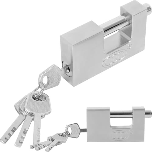 ALSTEN TECH Riegel Vorhängeschloss 80mm massiver Schlosskörper Nickel/Satin | Wetterfestes Sicherheitsschloss mit 4 Schlüsseln aus Gehärtetem Stahl ideal, für Container Schuppen Ketten Tore Garagen