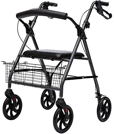 Rollator Pieghevole Rollator Walkers Rollator Walker, Pieghevole Mobility Rolling Walker Con Freno A Mano Ausili Per La Mobilità In Alluminio Con Sedile Bracciolo Regolabile Walker Leggero Per Anzian