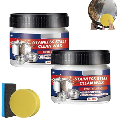 Nouvelle pâte nettoyante magique en acier inoxydable à base de nanotechnologie, nettoyant pour aluminium et acier inoxydable, nettoyant pour four pour appareils électroménagers, évier 100 g (2pcs)